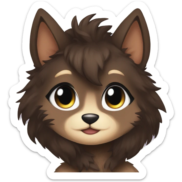 Anthro Shy Cute Cool Edgy Pretty Chibi Dark Brown Furry Animal Anthro Sona sticker