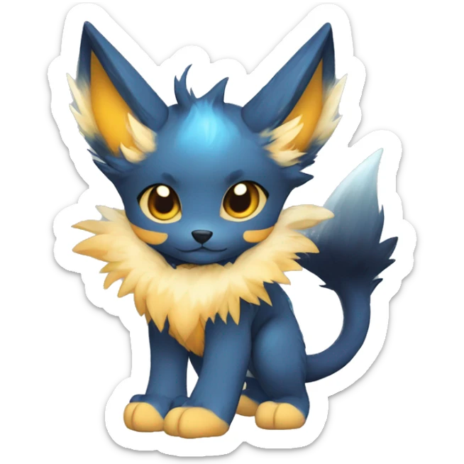 Anthro-Edgy-Cool-Blue-Yellow-Beige-Orange-Contrast-Colors-Fantasy-Fur-Sona-Chibi-Shiny-Fakémon-Hybrid full body sticker