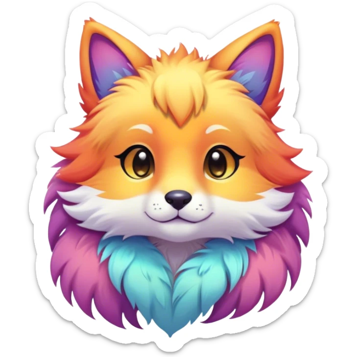 Kawaii bright fantasy ethereal anthro fursona animal sticker