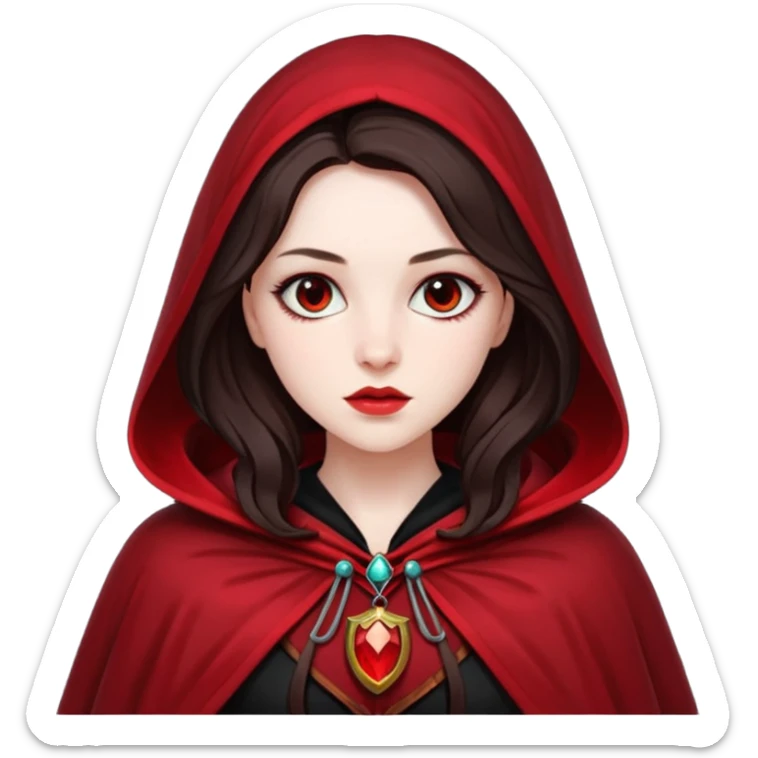 Persephone, Death Goddess from Rome Mythology with long dark brown hair, black and red outfit sticker
