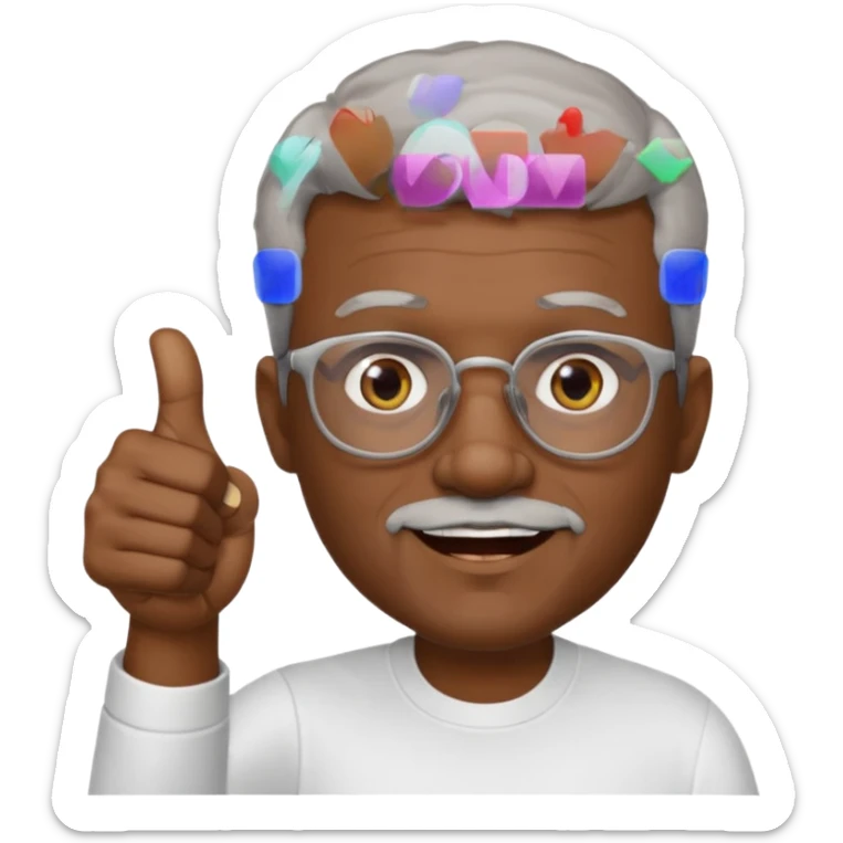 African American short graying hair and graying goatee man with eyeglasses giving thumbs up sign sticker