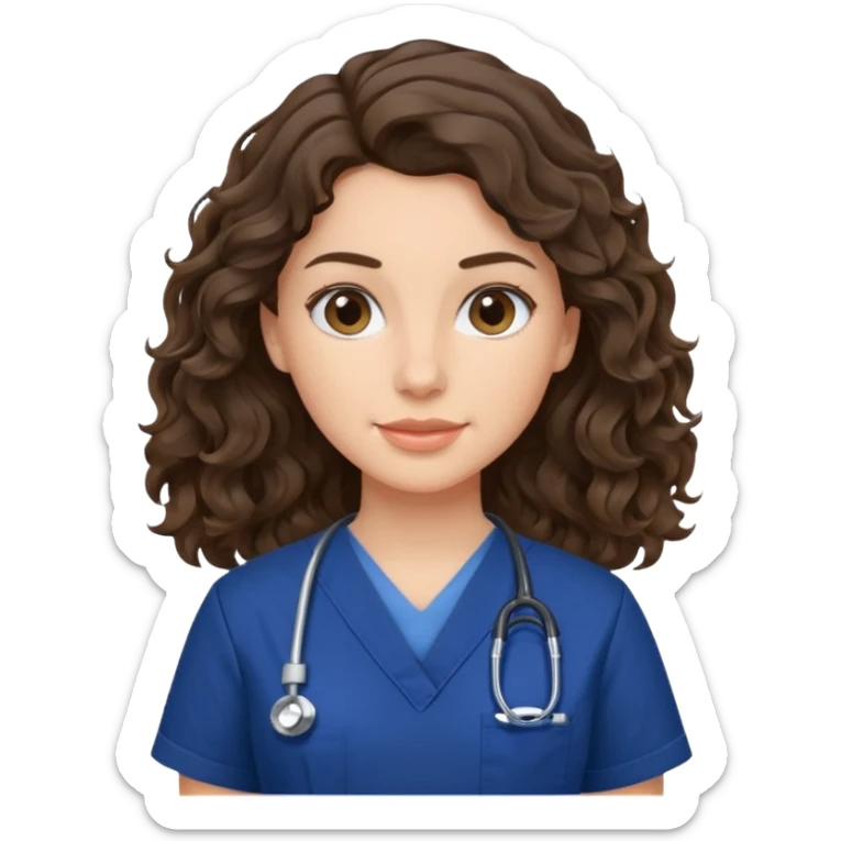 a brunette wavy hair vet woman with navy blue scrub

 sticker