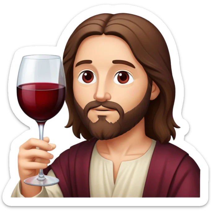 Jesus drinking the biggest glass of wine in the world sticker