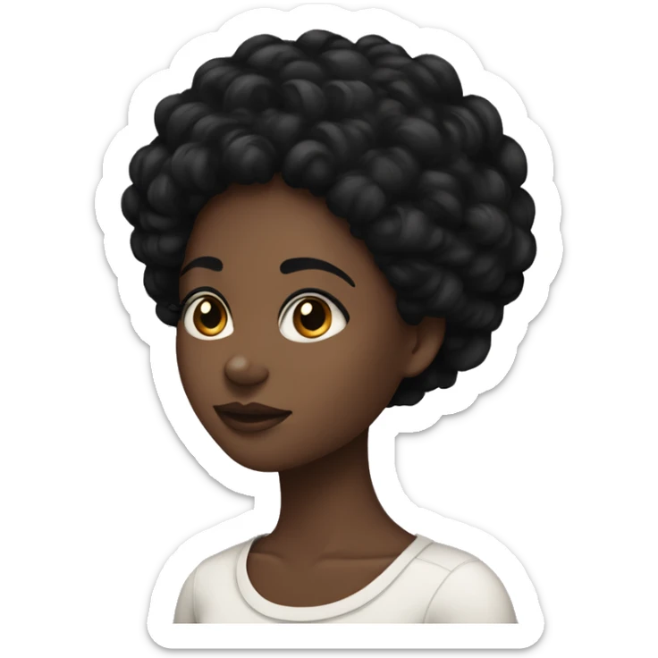 Black girl with short black 4c coiled hair with black eyes sticker