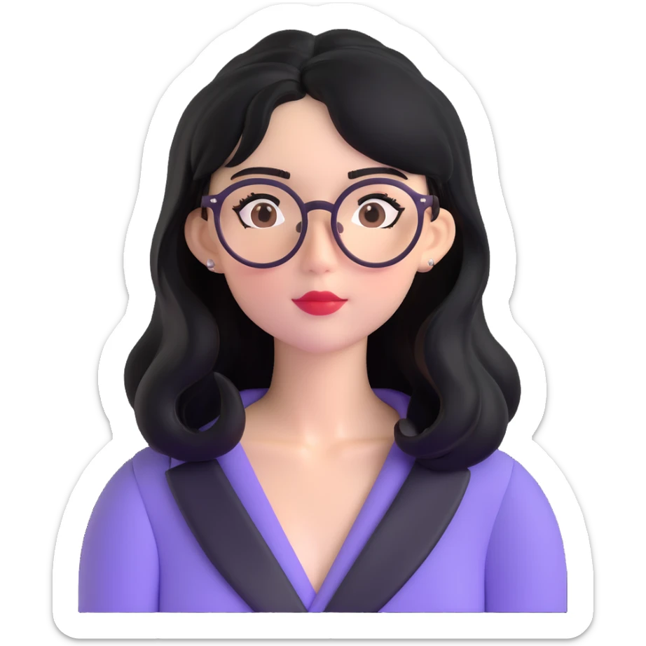 Upper body of Ariel, the Little Mermaid, with black hair and thin round Miu Miu glasses sticker