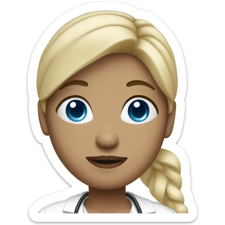 Full body White Pregnant doctor blue eyes, blond hair showing belly sticker