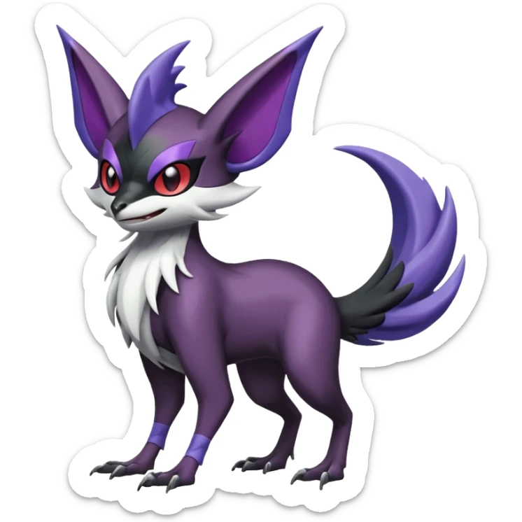 Shiny Noibat-Noivern-Mightyena-Silvally-Fakémon-hybrid-creature (full body)  sticker
