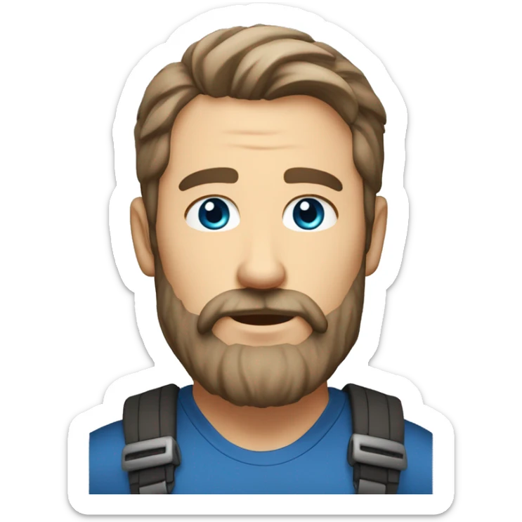 46-year-old male long beard and little gray and beard. Blue eyes light brown hair rugged good looks sticker