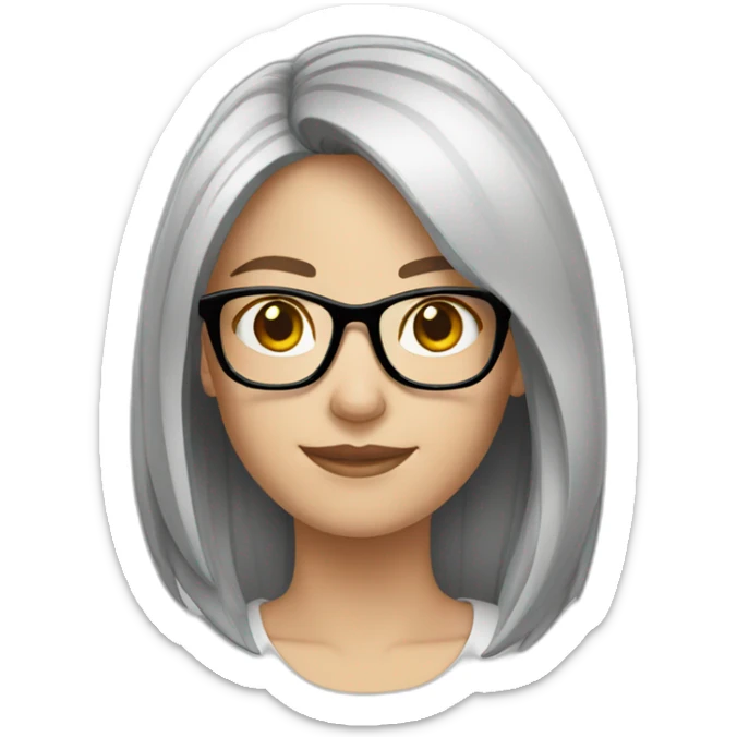 White girl with glasses straight brune mid-short hair sticker