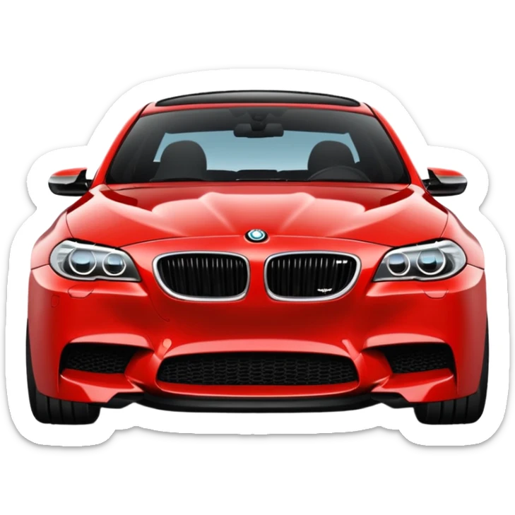 black BMW F10 M5, simple and rounded, cartoonish, like the red car iOS emoji sticker