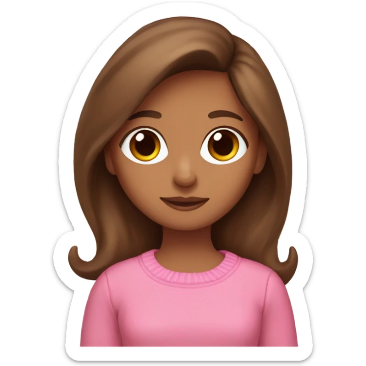 a brown hair girl wearing pink sweater holding brown long hair dachshund  sticker