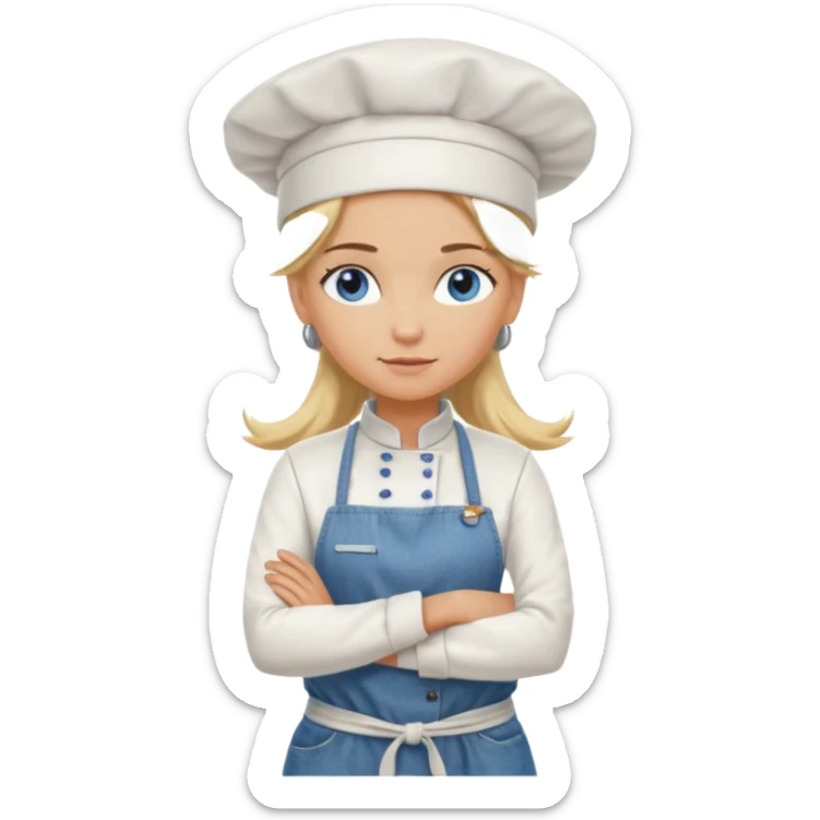 Sexy Full body  pretty
Long Blonde hair blue eyed female chef arms folded wearing tank top and denim shorts and chef hat arms folded sticker