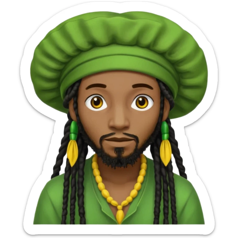 Jamaican dreads with a Jamaican bonnet no person just the hair sticker