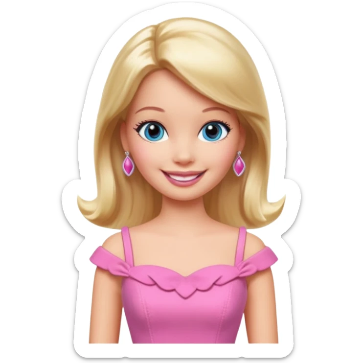 barbie wear pink dress sticker