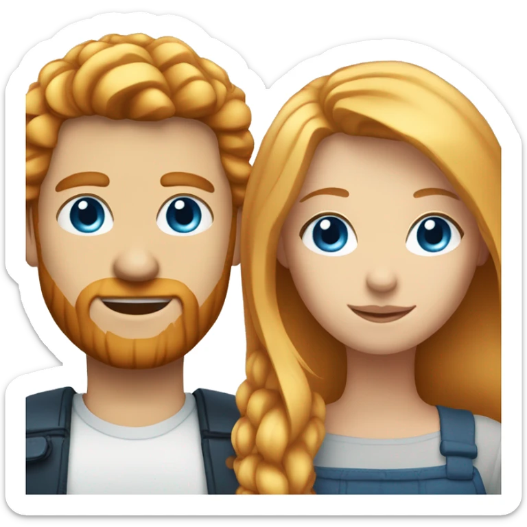 Blonde girl with blue eyes and man with ginger hair and short ginger beard  sticker