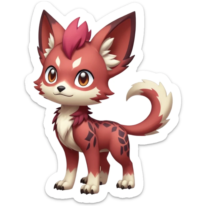 Male edgy cute cool exotic anime-styled Falvie-Fionbri-fantasy-creature-Fakémon-Pokémon, full body, with markings sticker