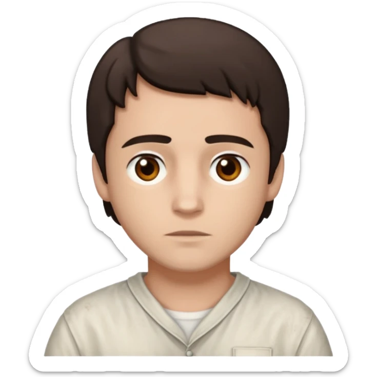 Jack Bolton from Poison with light skin, brown eyes, dark brown hair, ivory inmate outfit  sticker