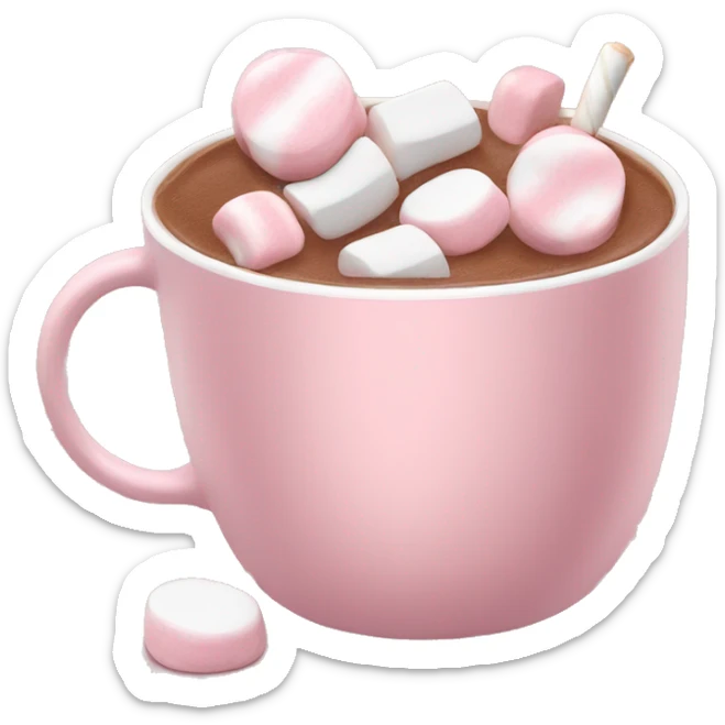 Light Pink mug of hot chocolate with marshmallows  sticker