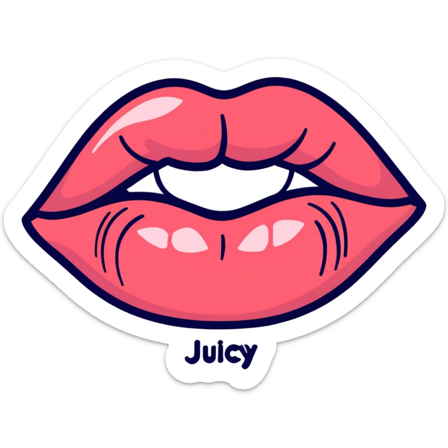 Colorful Juicy Lips with glitter and the word Juicy written in it sticker