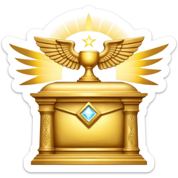 the Ark of the Covenant, ancient sacred chest, gold, rays of light sticker