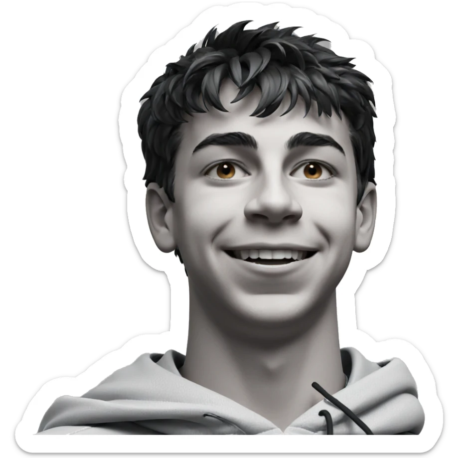 smiling boy in hoodie sticker