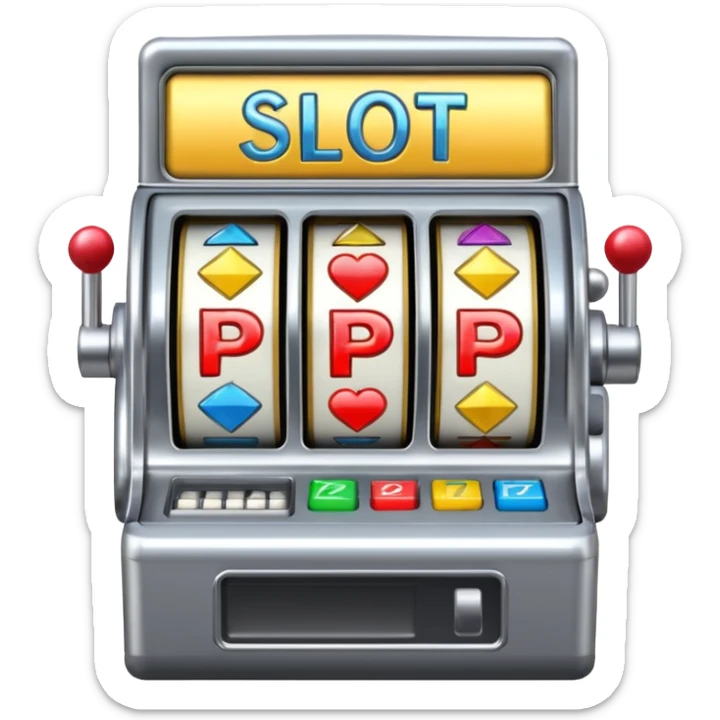 Slot machine, classic, 5 reels, nothing written on it, the symbols shown are not 7s, but in order letters P, R, O, P, O sticker