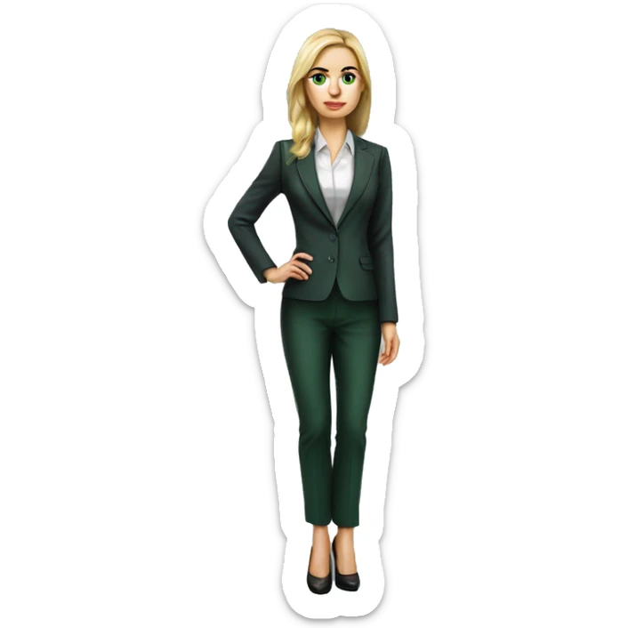 Russian woman 35 years old with green eyes full length in suit photorealistic serious sticker