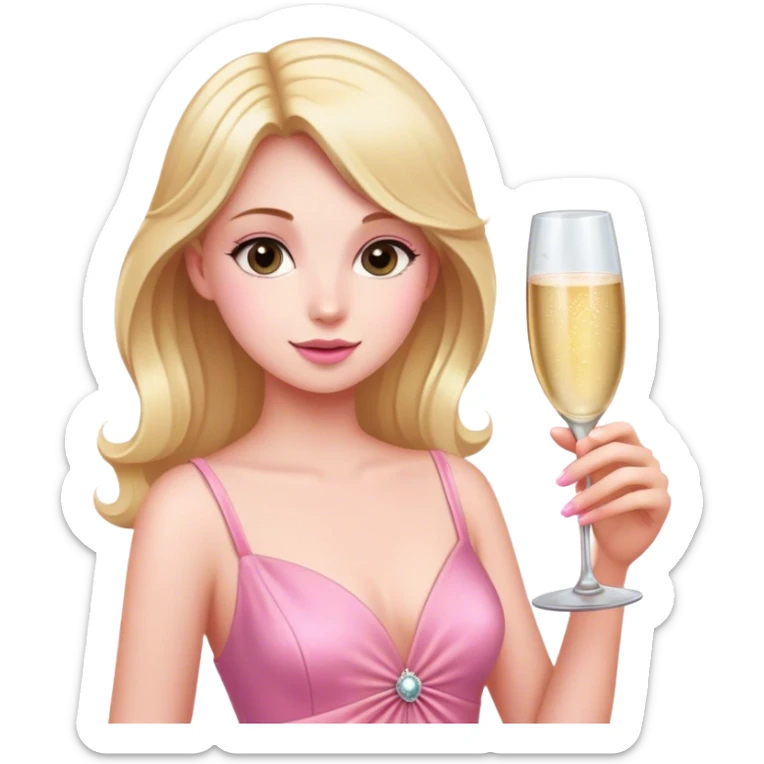 girl pink dress champagne  sticker