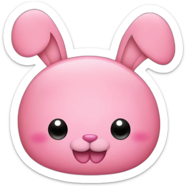 pink bunny with white big moustache and a round pink nose and a big smile sticker