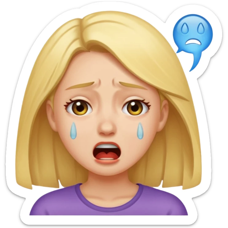 een meisje die voor een ziekenhuis staat en die aan het wenen is terwijl een vrouw tegen haar schreeuwt sticker