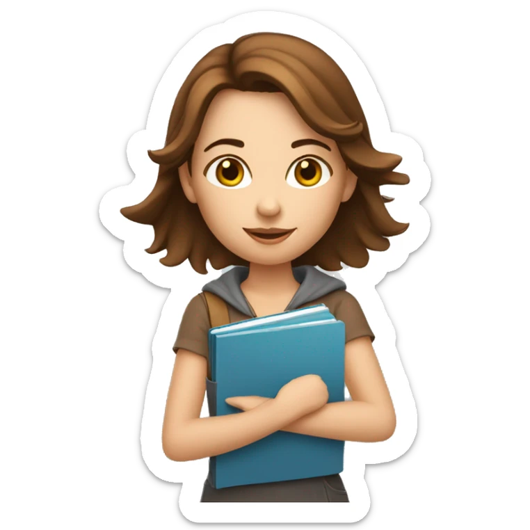 brown hair girl with a notebook on her hand. marketing woman sticker