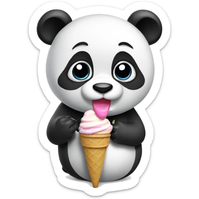 Panda eating ice cream sticker