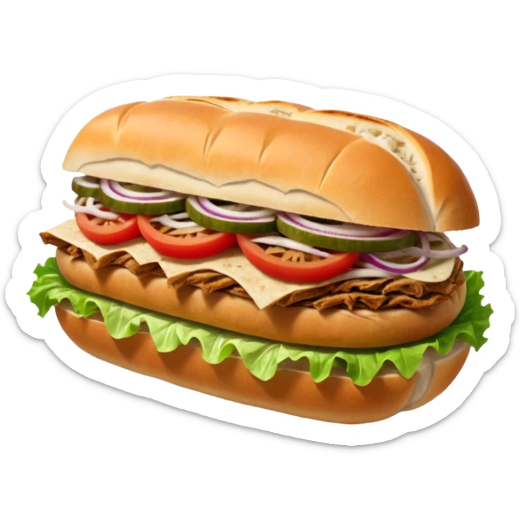 Döner‑Fladenbrot, frisch aufgebacken, leicht geröstet, gefüllt mit saftigem Dönerfleisch, knackigem Salat, Tomaten, Zwiebeln und Kräutersauce. Warme Food‑Fotografie, hohe Details, weiches Licht, Fokus auf Texturen, appetitlich, moderne Restaurant‑Ästhetik, natürliche Farben. sticker