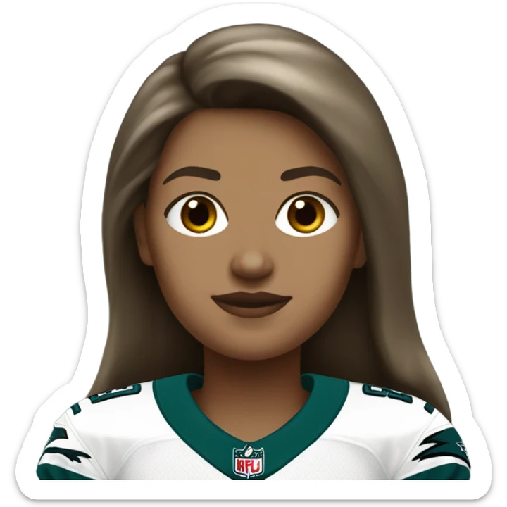  White female brown hair wearing Philadelphia Eagles jersey sticker