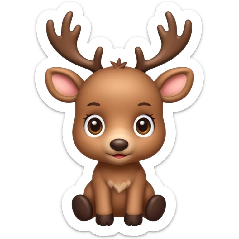 reindeer baby  cute, full body , toys stuck in head sticker