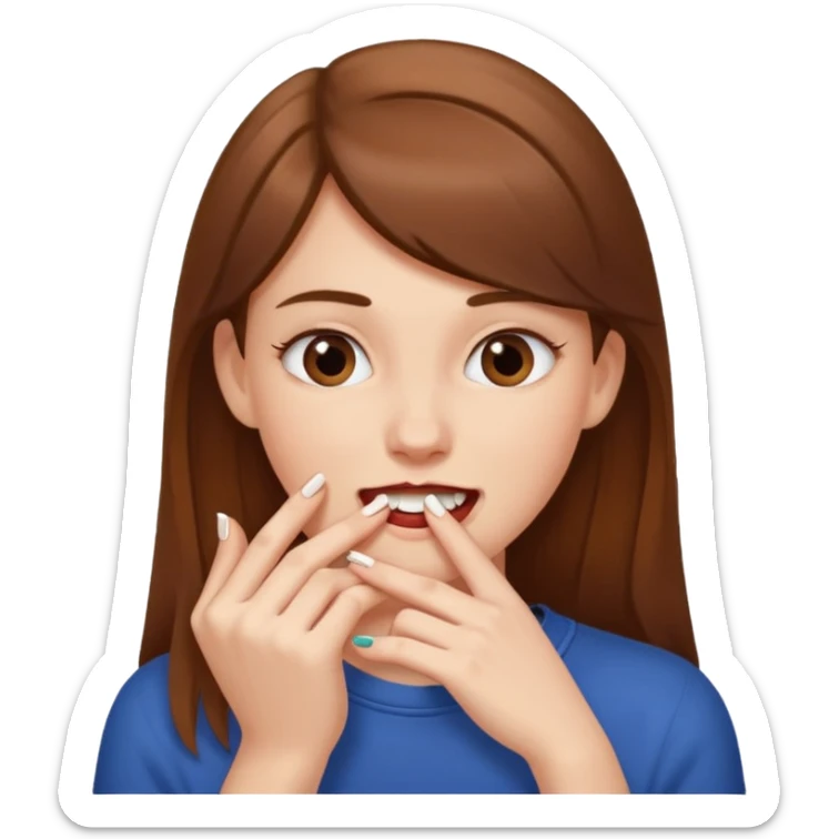 Une fille brune et blanche qui se mord un ongle avec ses dents comme si elle draguait qqn il fait que l'ongle soit entre ses dents sticker