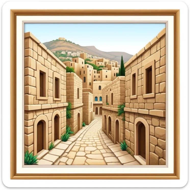 Byblos Old City Landmark Emoji – Portraying the historic stone houses, narrow streets, and Phoenician ruins. sticker