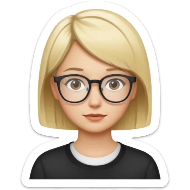 blonde girl with short hair and glasses portrait sticker