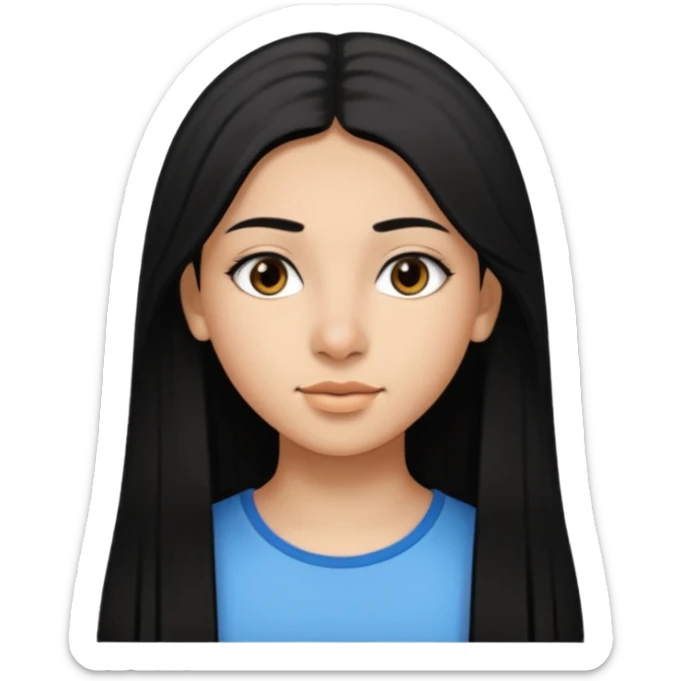 Fait une fille de 15 ans tunisienne avec les cheveux noir lisse avec la peau un peut métisse tunisienne un nez un peut plus gros  sticker