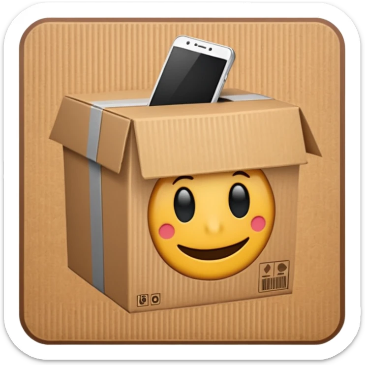 emoji de un simbolo de prohibido y que esté sobre una caja de cartón de envío sticker