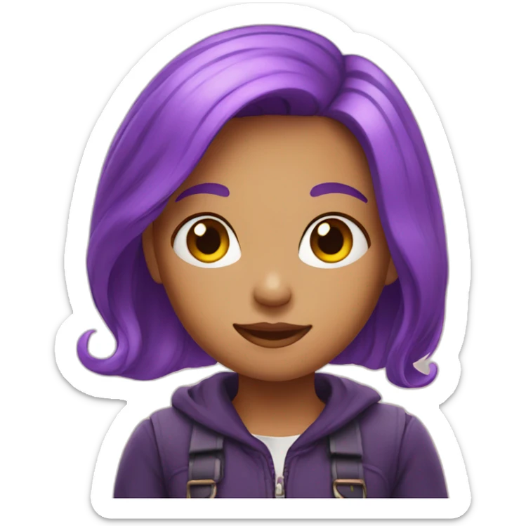  Girl with purple hair sticker