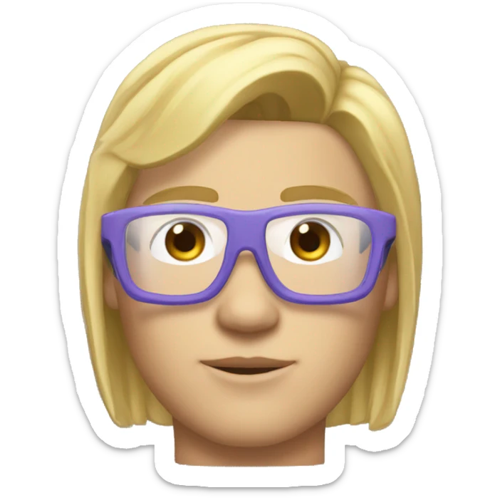 Neck helmet, glasses, volleyball jersey, straight shoulders, muscular arms, thin neck, serious face, arched eyebrows, piercing eyes, blond hair sticker