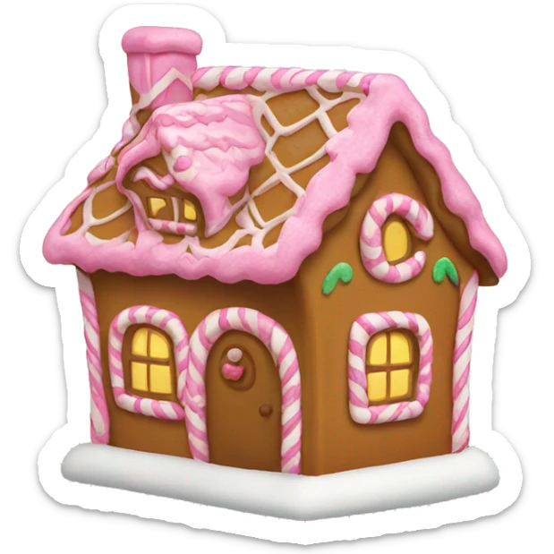 A pink gingerbread house sticker
