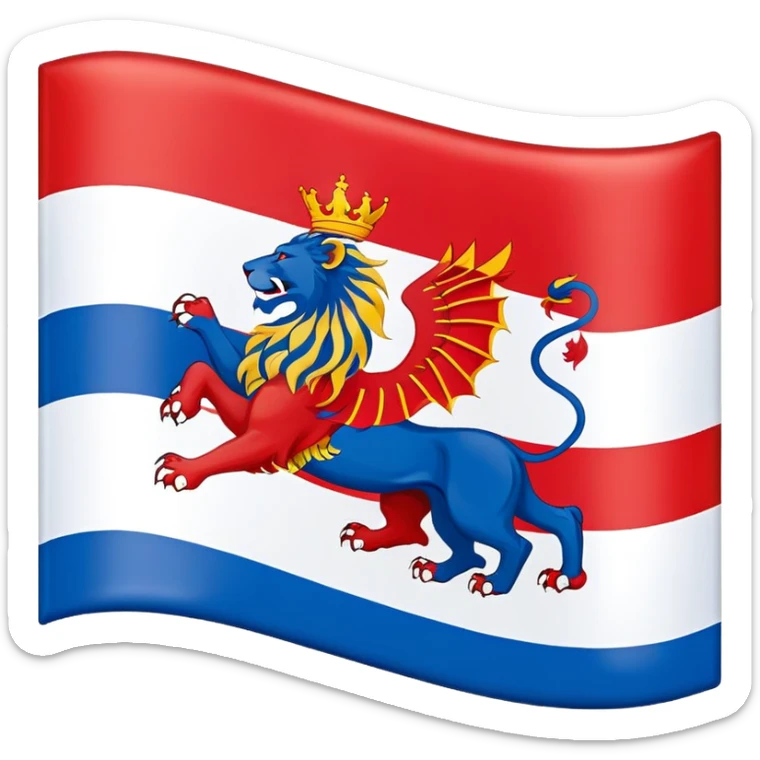 Flag of North Holland with red and blue stripes and white lions sticker