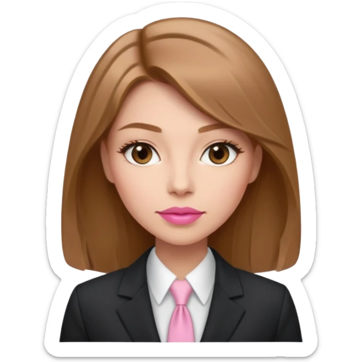 confident woman with light brown hair, light pink lipstick, lighter skin color, boss energy sticker