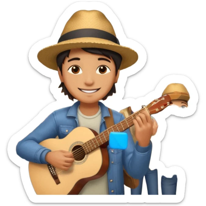 Street Musician + fan photo + crowd, Street Memories. sticker