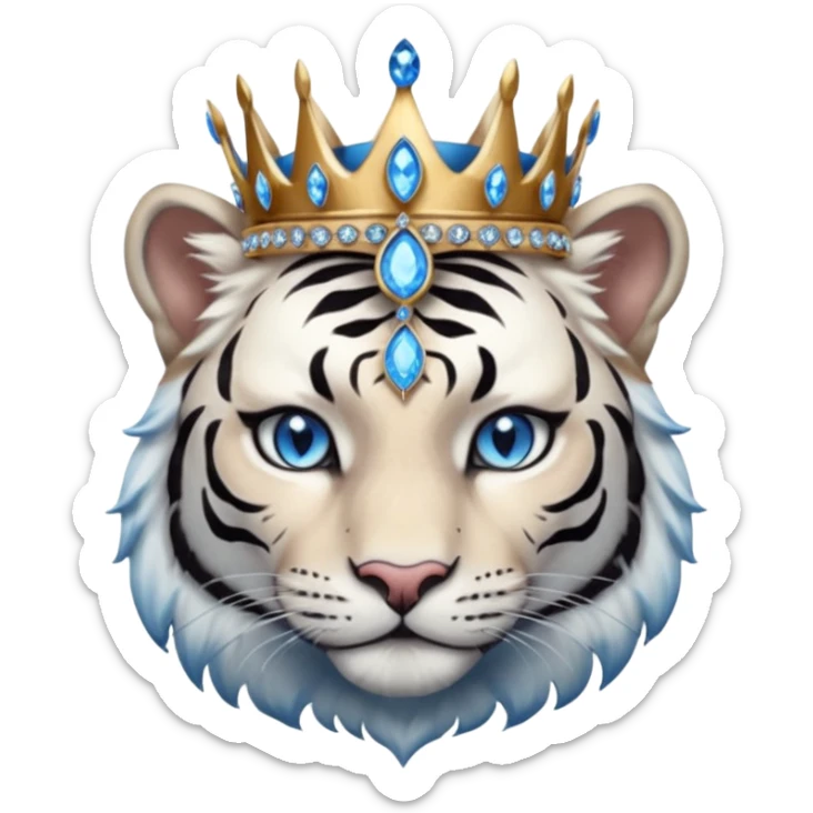 ESO Female white/black tiger khajiit leader of the umbral rose, blue eyes, blue 'third eye' gem, something symbolizing leadership ruling  sticker