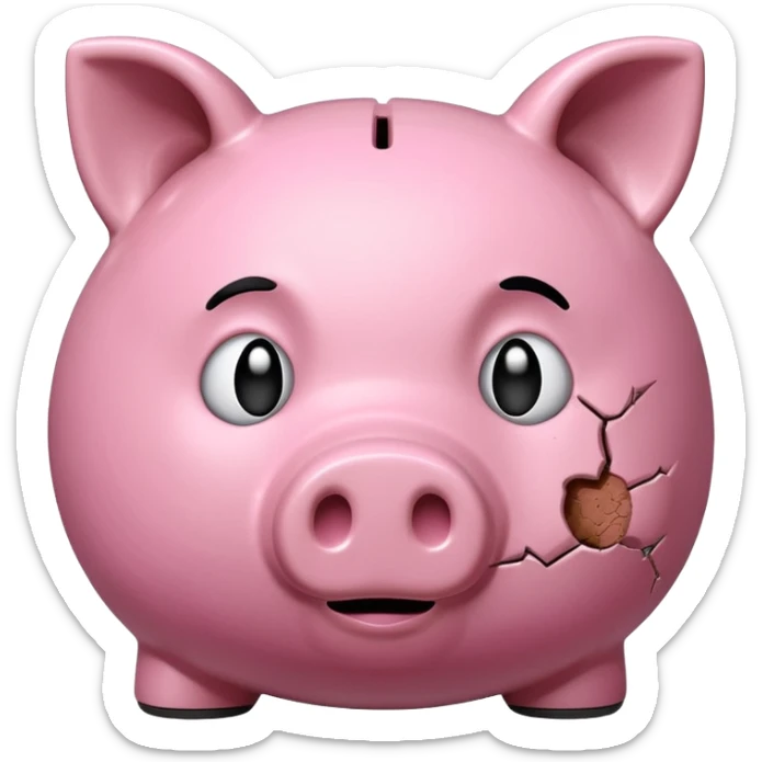 emoji of sad unhappy piggy bank, right view sticker