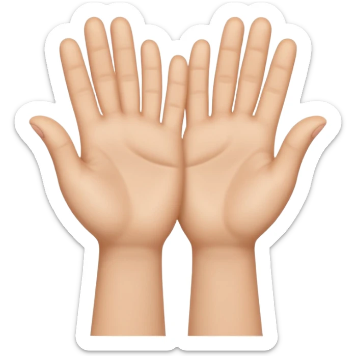 Emoji icon of open hands facing up, soft realistic skin texture, smooth shading, minimal details, centered composition sticker
