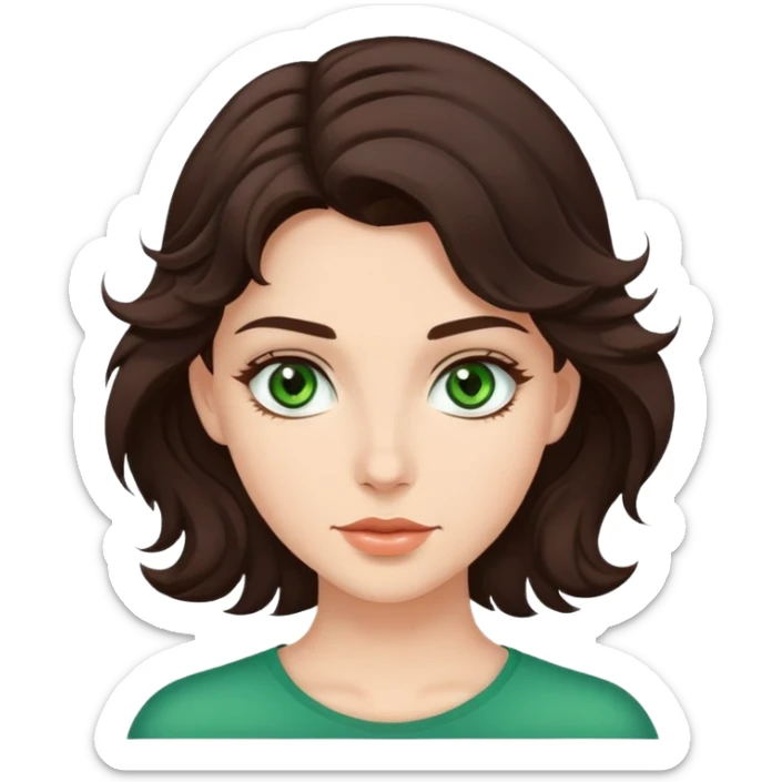 Beautiful girl with dark brown wavy hair and green eyes. Handsome guy with dark brown hair and brown eyes sticker